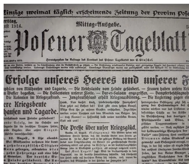 Archiwalna gazeta Posener Tageblatt z 1914 roku
